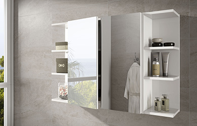 Columna de baño con 2 puertas y 4 patas + Modulo rinconero baño