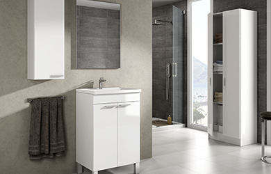 Mueble de baño con 2 puertas y 4 patas